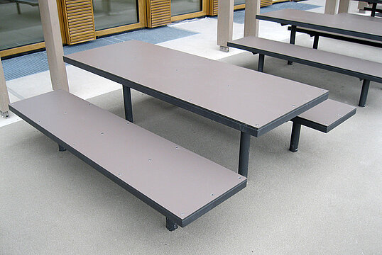 Bench Lübeck HPL with timber seat base