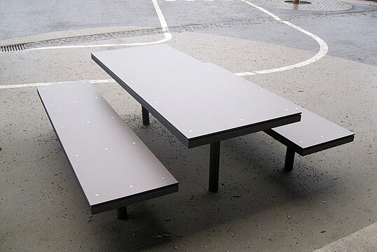 Bench Lübeck HPL with timber seat base