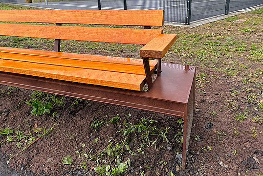 Banc Oxford avec assise en bois